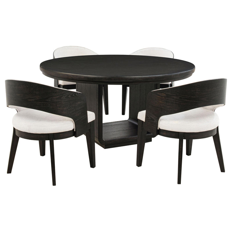 Leandro 5-piece Round Dining Table Set Burnished Black - 115390-S5A