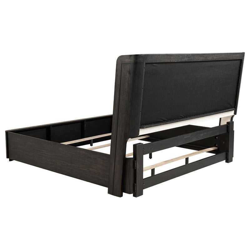 Leandro 55-inch Eastern King Wingback Bed Burnished Black - 222491KE