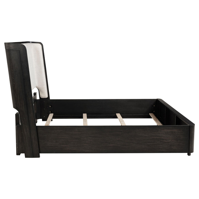Leandro 55-inch Eastern King Wingback Bed Burnished Black - 222491KE