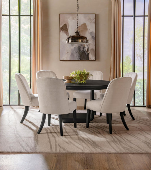 Leandro 7-piece Round Dining Table Set Burnished Black - 115390-S7