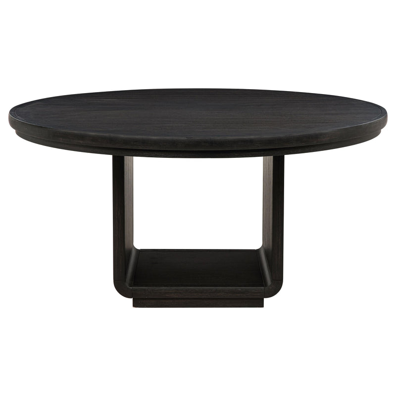Leandro 7-piece Round Dining Table Set Burnished Black - 115390-S7
