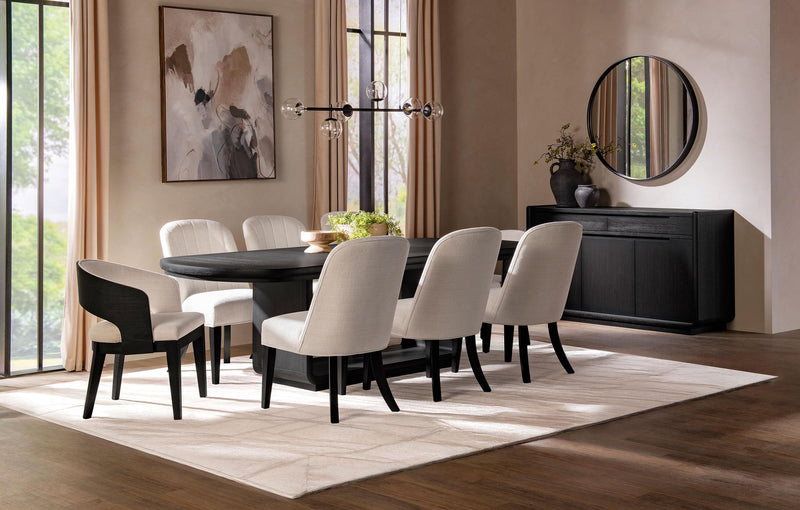 Leandro 9-piece Rectangular Dining Table Set Burnished Black - 115391-S9