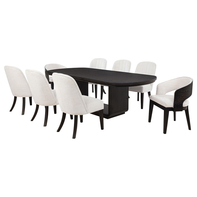 Leandro 9-piece Rectangular Dining Table Set Burnished Black - 115391-S9