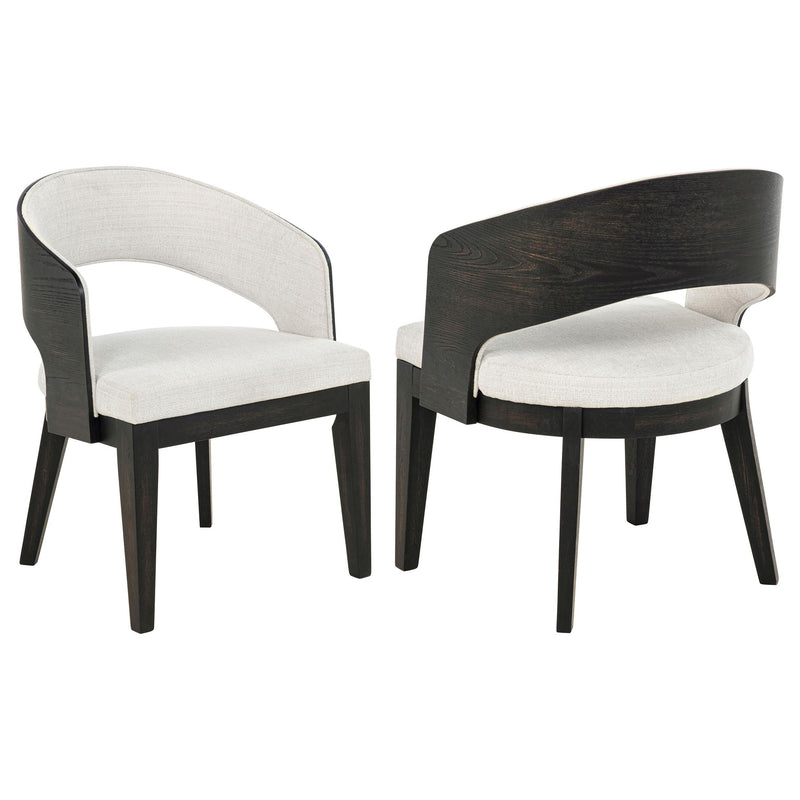 Leandro Upholstered Dining Arm Chair Cream (Set of 2) - 115393