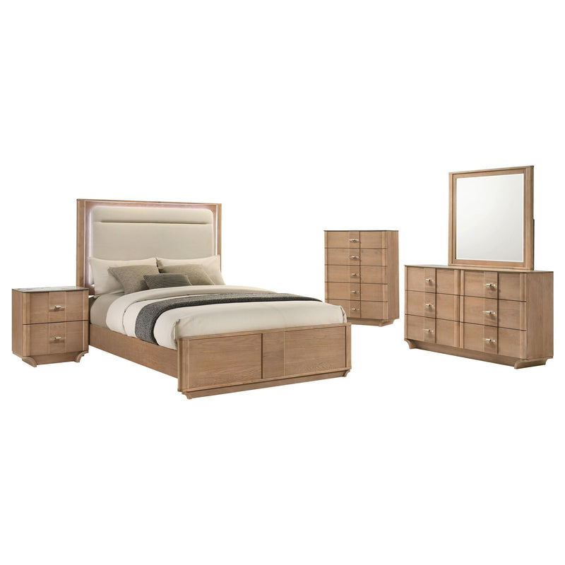 Leanne 5-piece Eastern King Bedroom Set Light Oak - 223131KE-S5