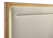 Leanne Eastern King LED Panel Bed Off White and Light Oak - 223131KE