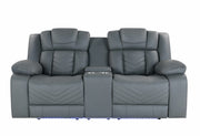 U7068 Grey 10 Power Reclining Sofa/Power Console Reclining Loveseat With Led - U7068-GREY 10-PRS/PCRLS W/LED