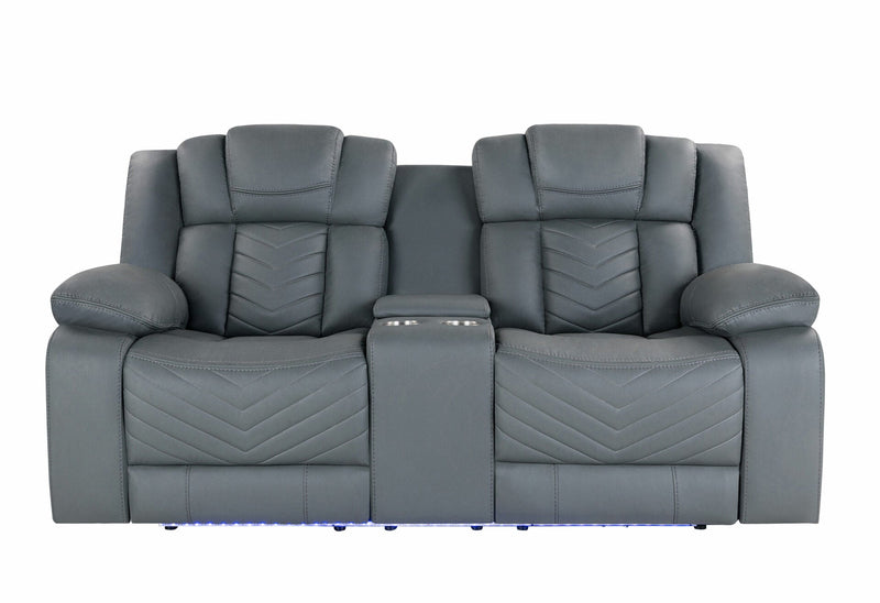 U7068 Grey 10 Power Reclining Sofa/Power Console Reclining Loveseat With Led - U7068-GREY 10-PRS/PCRLS W/LED