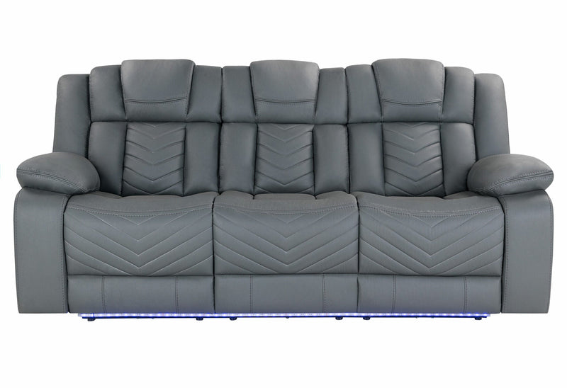 U7068 Grey 10 Power Reclining Sofa/Power Console Reclining Loveseat With Led - U7068-GREY 10-PRS/PCRLS W/LED