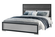 Amelia Grey Black Queen Bed W/Led - AMELIA-GREY/BLACK-QB W/LED