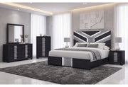 Optimus Black Queen Bed Group - OPTIMUS-BLK/GRY-QBG W/LED
