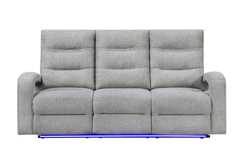 U6611 Grey 15 Power Reclining Sofa With Led - U6611-GREY 15-PRS W/LED
