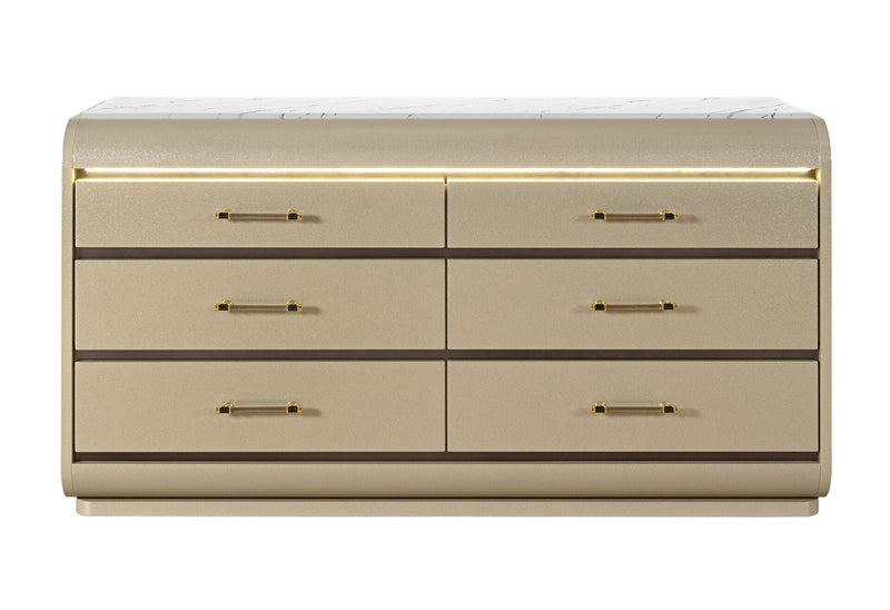 Genesis Gold Dresser With Led - GENESIS-GOLD-DR W/LED