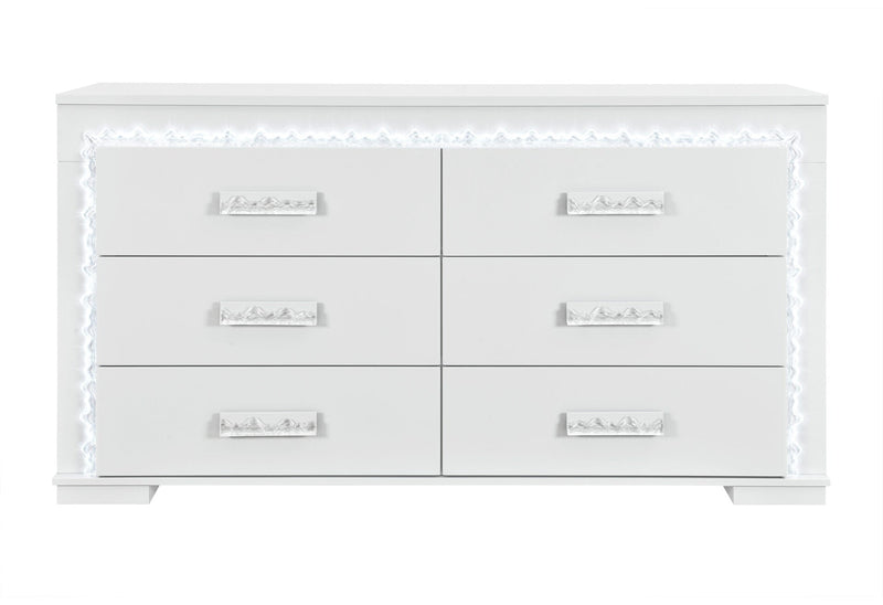 Naomi Silver Marble Dresser With Led - NAOMI-SILVER MARBLE-DR W/ LED