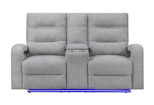U6611 Grey 15 Power Console Reclining Loveseat With Led - U6611-GREY 15-PCRLS W/LED