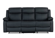 U6026 Black Pu 72A Reclining Sofa With Led - U6026-BLACK PU 72A-RS W/ LED