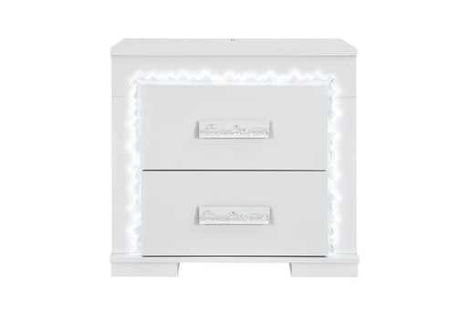 Naomi Silver Marble Nightstand With Led - NAOMI-SILVER MARBLE-NS W/ LED