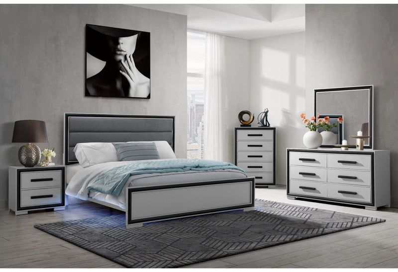 Amelia Grey Black Full Bed Group W/Led - AMELIA-GREY/BLACK-FBG W/LED