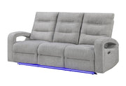 U6611 Grey 15 Power Reclining Sofa With Led - U6611-GREY 15-PRS W/LED