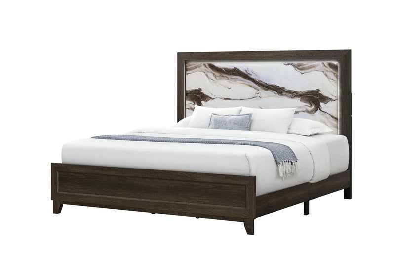 Harmony Brown Queen Bed With Led - HARMONY-BROWN-QB W/LED