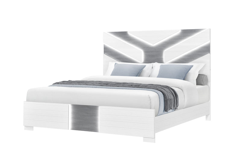 Optimus Wht King Bed With Led - OPTIMUS-WHT/GRY-KB W/LED