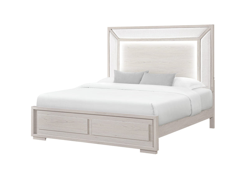 Clara Beige Queen Bed With Led - CLARA-BEIGE-QB W/LED