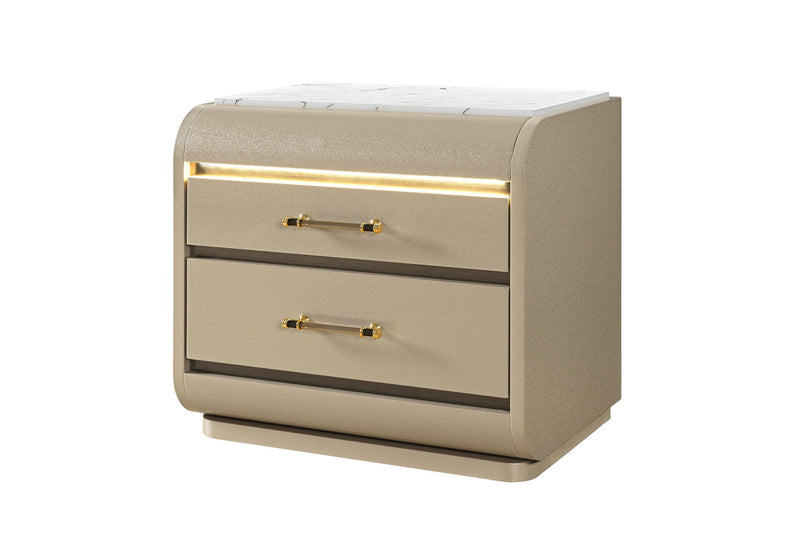 Genesis Gold Nightstand With Led - GENESIS-GOLD-NS W/LED