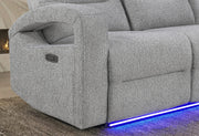 U6611 Grey 15 Power Console Reclining Loveseat With Led - U6611-GREY 15-PCRLS W/LED