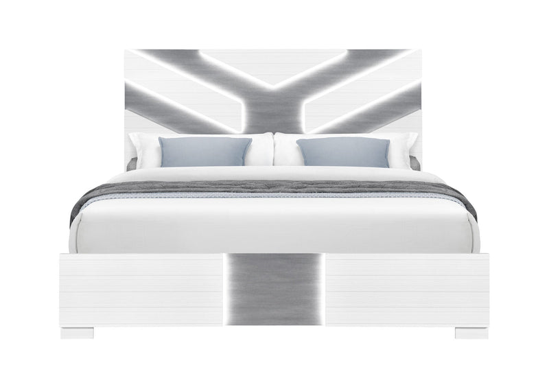 Optimus Wht Full Bed Group - OPTIMUS-WHT/GRY-FBG W/LED