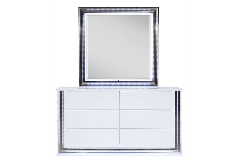 Ylime Smooth White Mirror With Led - YLIME-SMOOTH WHITE-MR W/ LED - DMV Furniture