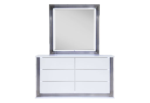 Ylime Smooth White Mirror With Led - YLIME-SMOOTH WHITE-MR W/ LED - DMV Furniture