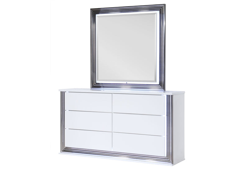 Ylime Smooth White Mirror With Led - YLIME-SMOOTH WHITE-MR W/ LED - DMV Furniture