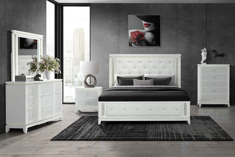 Alina White King Bed Group With Led - ALINA-WHITE-KBG W/LED-N