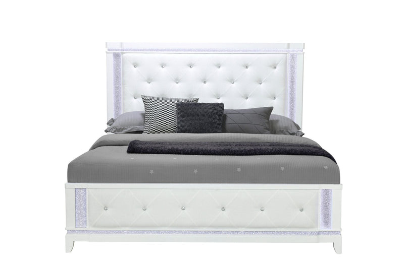 Alina White King Bed With Led - ALINA-WHITE-KB W/LED-N
