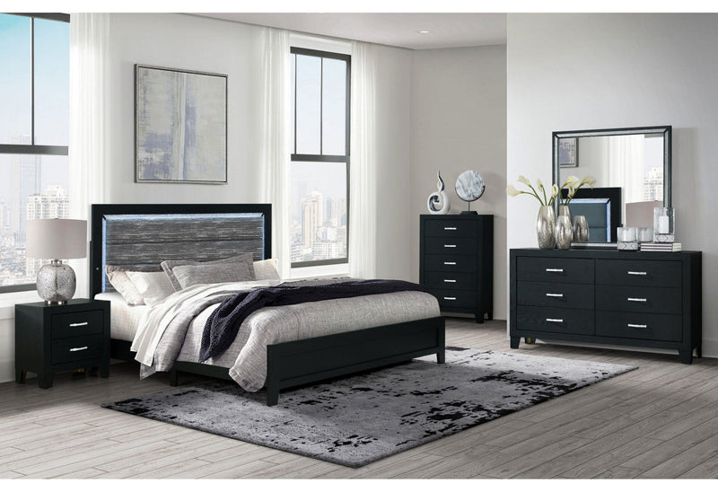 Reid Black Queen Bed Group With Led - REID-BLACK-QBG W/LED-N