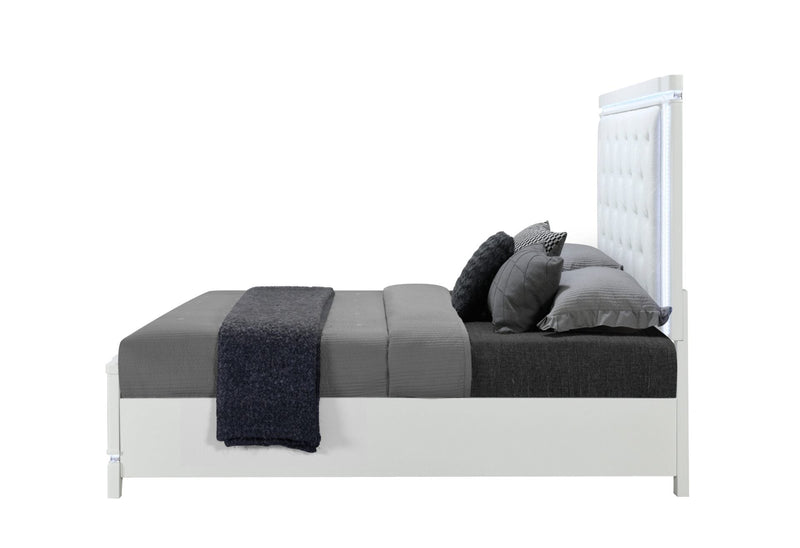 Alina White King Bed With Led - ALINA-WHITE-KB W/LED-N