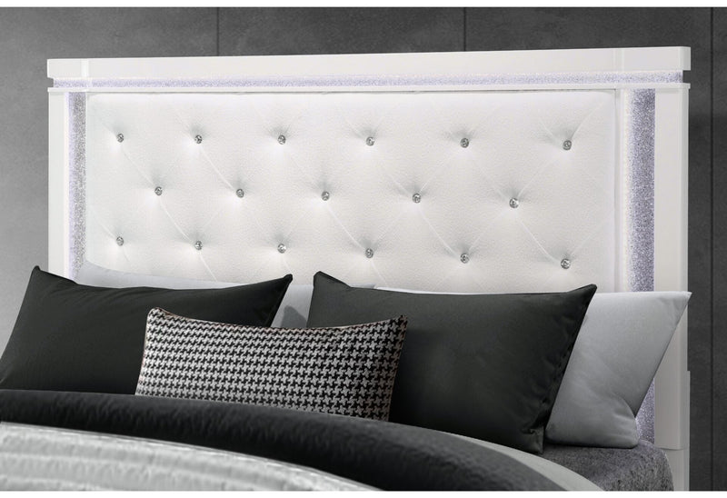 Alina White King Bed With Led - ALINA-WHITE-KB W/LED-N