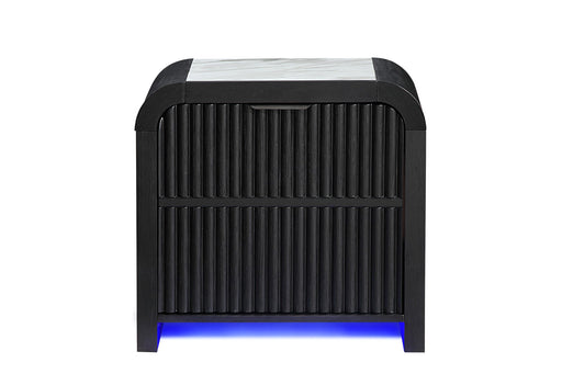 Beckett White/Black Nightstand With Led, Cooler And Speaker - BECKETT-WHT/BLK-NS W/ LED COOLER & SPEAKER