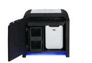 Beckett White/Black Nightstand With Led, Cooler And Speaker - BECKETT-WHT/BLK-NS W/ LED COOLER & SPEAKER
