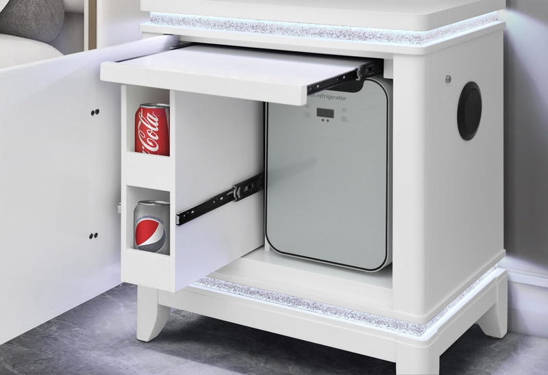 Alina White King Bed Group With Led, Cooler, Speaker And Usb - ALINA-WHITE-KBG W/LED COOLER SPKR USB-N