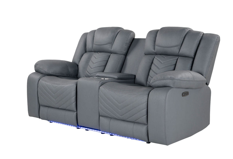 U7069 Grey 10 Pwr Con Rec Loveseat With Led And Immersive Sound - U7069-GREY 10-PCRLS W/ LED + IS