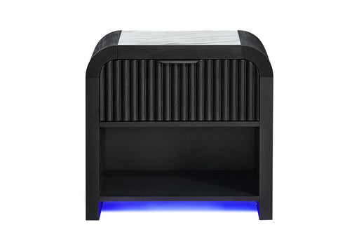 Beckett Wht/Blk Nightstand W/Led & Speaker - BECKETT-WHT/BLK-NS W/ LED & SPEAKER