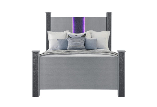 Logan Silver Queen Bed With Led And Speakers - LOGAN-SILVER-QB W/LED & SPEAKERS