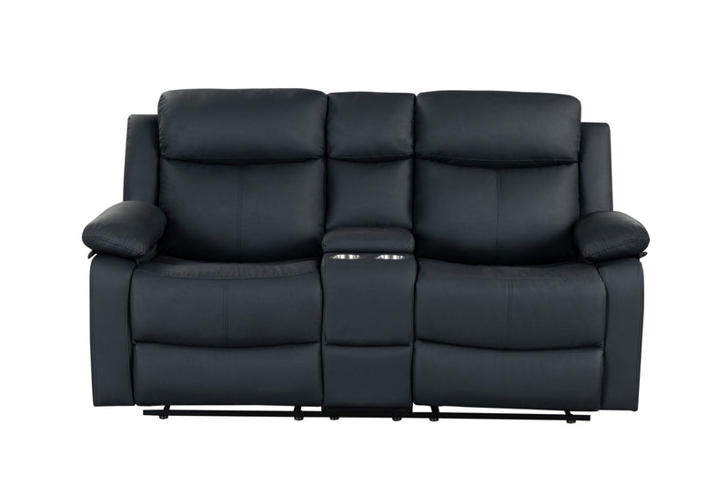 U6026 Black Pu 72A Console Reclining Loveseat With Led And Speaker - U6026-BLACK PU 72A-CRLS W/ LED & SPKR