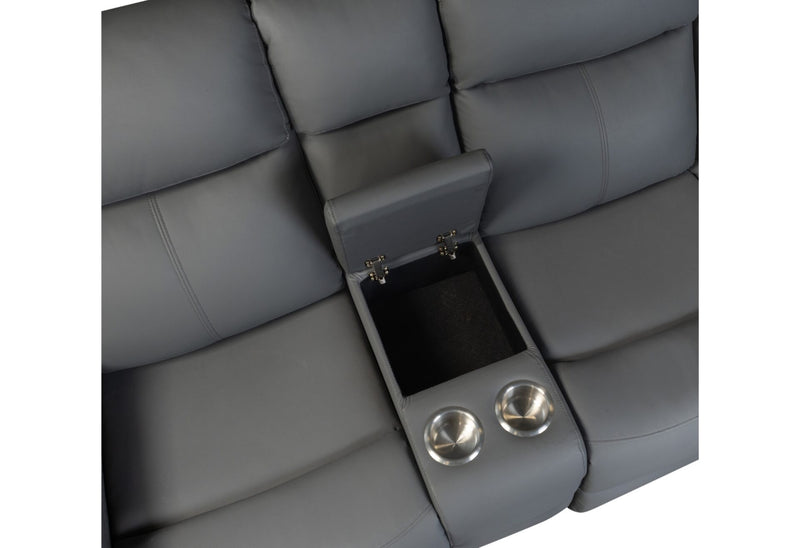 U6026 Grey Pu 46A Console Reclining Loveseat With Led And Speaker - U6026-GREY PU 46A-CRLS W/ LED & SPKR