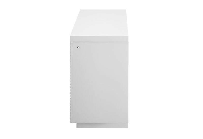 Aileen White 66″ Ent Unit W/Led, Speakers, Crystal And Pop-Up Doors - AILEEN-WHT-EU 66 W/LED & SPKR