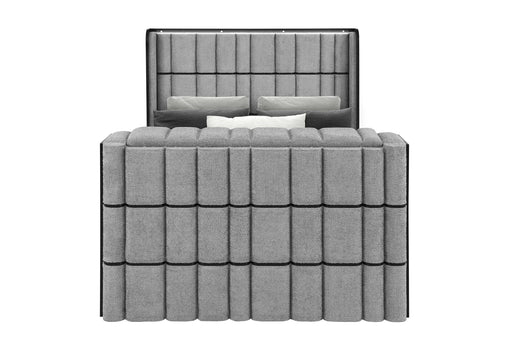 Isabella Grey Queen Bed W/Led, Tv Lift, Speaker And Fireplace - ISABELLA-GREY-QB W/LED TV LIFT SPKR & FPLC