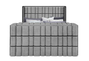 Isabella Grey King Bed W/Led, Tv Lift, Speaker And Fireplace - ISABELLA-GREY-KB W/LED TV LIFT SPKR & FPLC