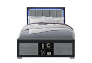 Emma Black/Grey Queen Bed With Led And Usb - EMMA-BLACK/GREY-QB W/ LED & USB