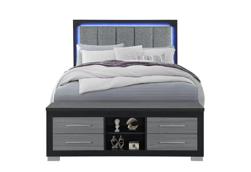 Emma Black/Grey Queen Bed With Led And Usb - EMMA-BLACK/GREY-QB W/ LED & USB